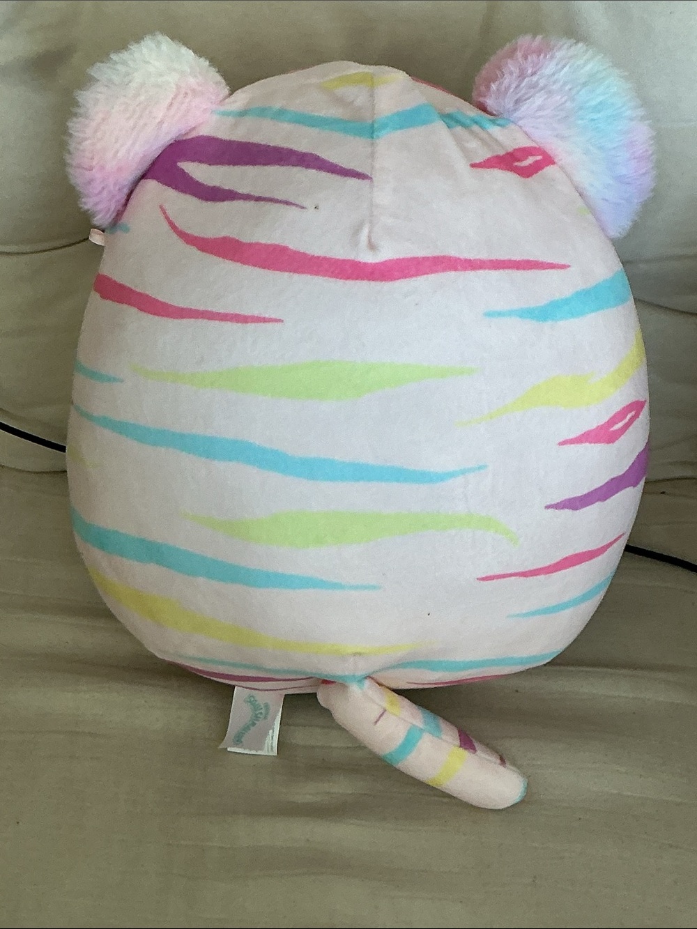 Squishmallows Pastel Striped Tiger Pillow - Pink, Blue, Lime, Purple